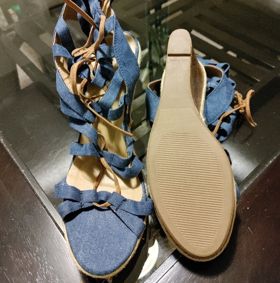 Blue Wedge Sandals - Picture 3 of 5